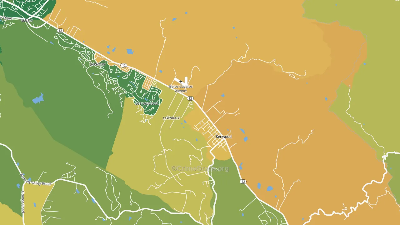Kenwood, CA Map of Vandalism Rates