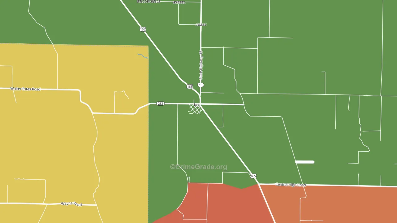 Keo, AR Map of Vandalism Rates