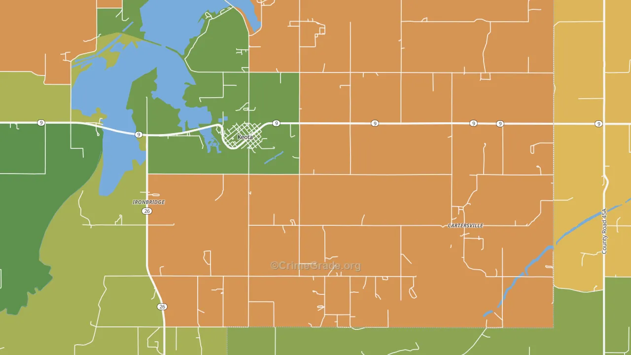 Keota, OK Map of Vandalism Rates