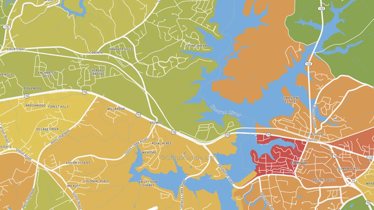 Keowee, SC Map of Vandalism Rates