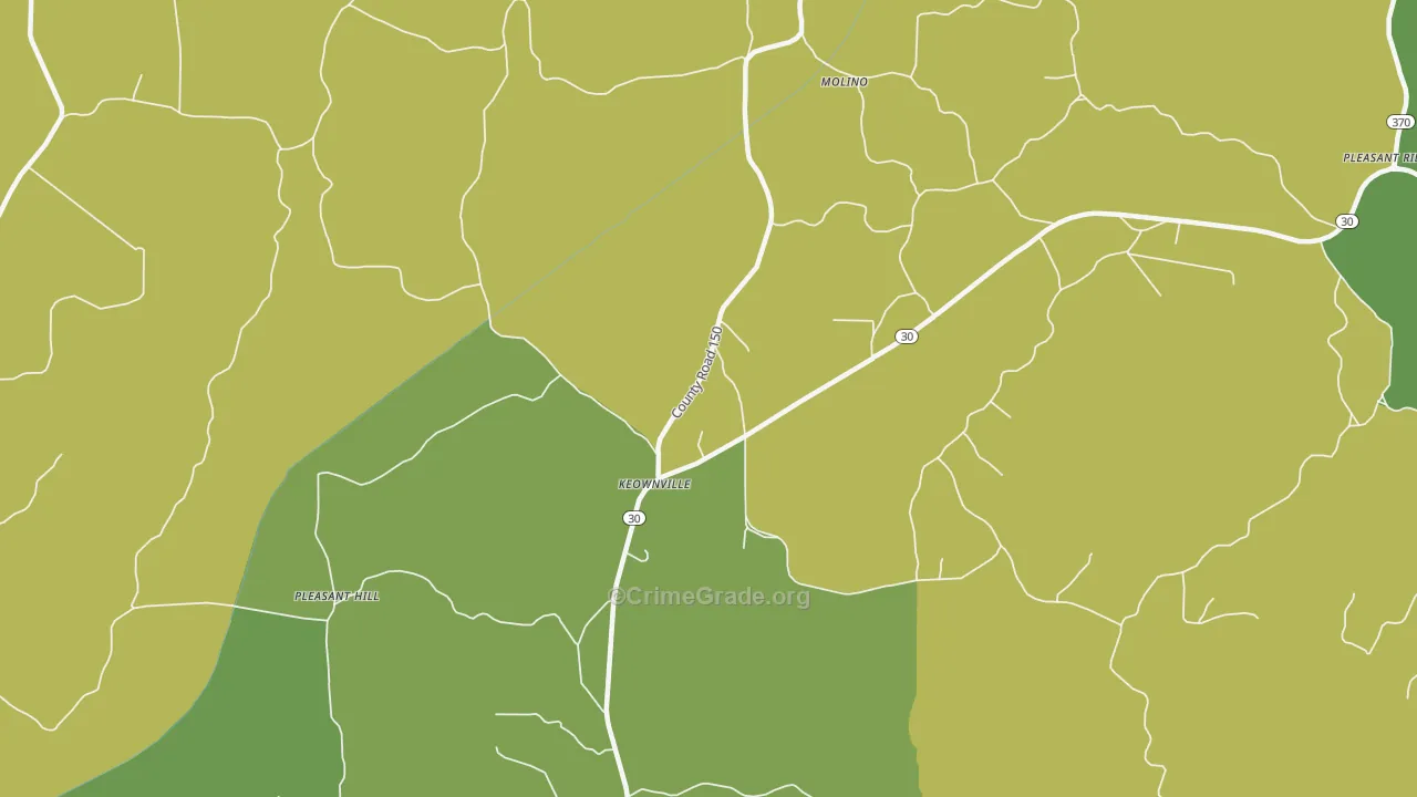 Keownville, MS Map of Vandalism Rates