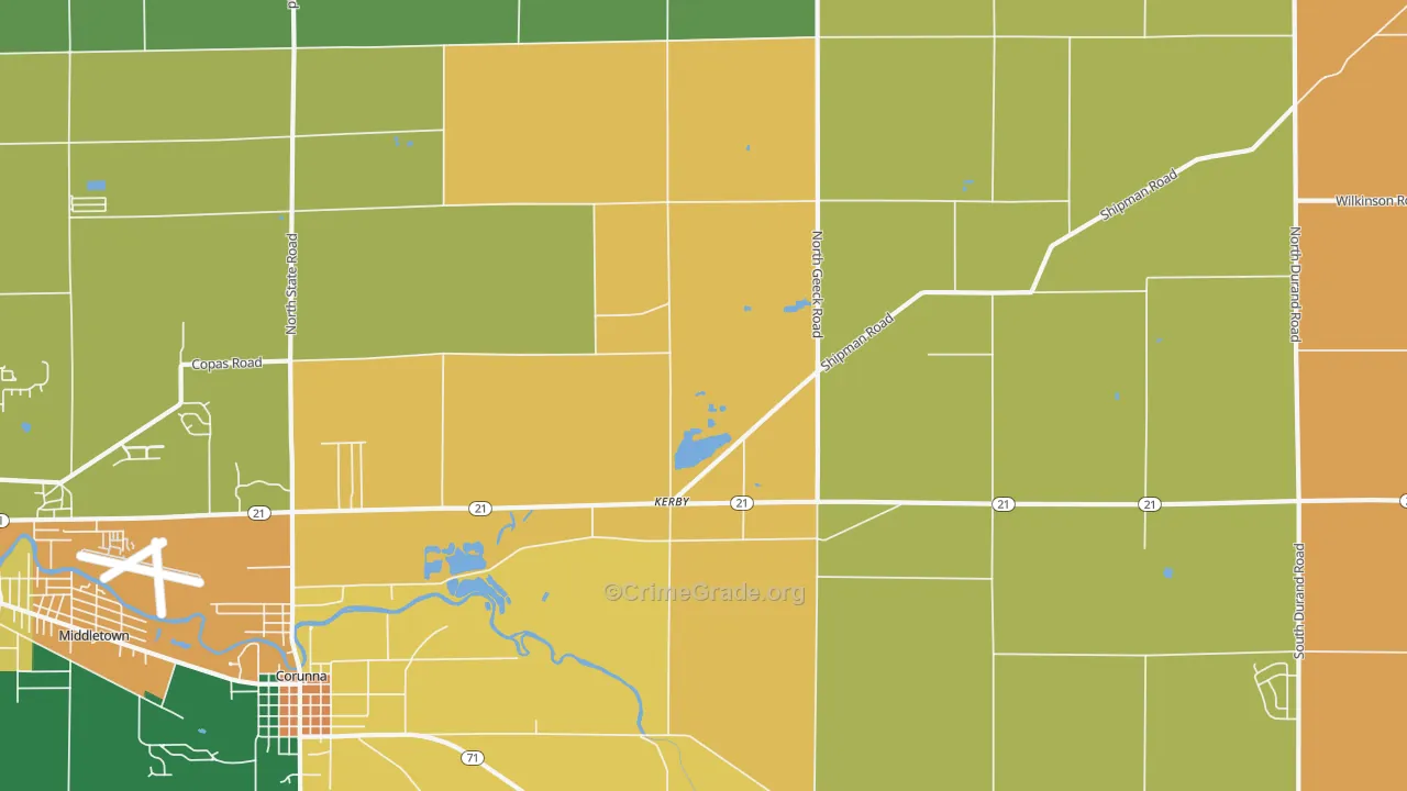 Kerby, MI Map of Vandalism Rates