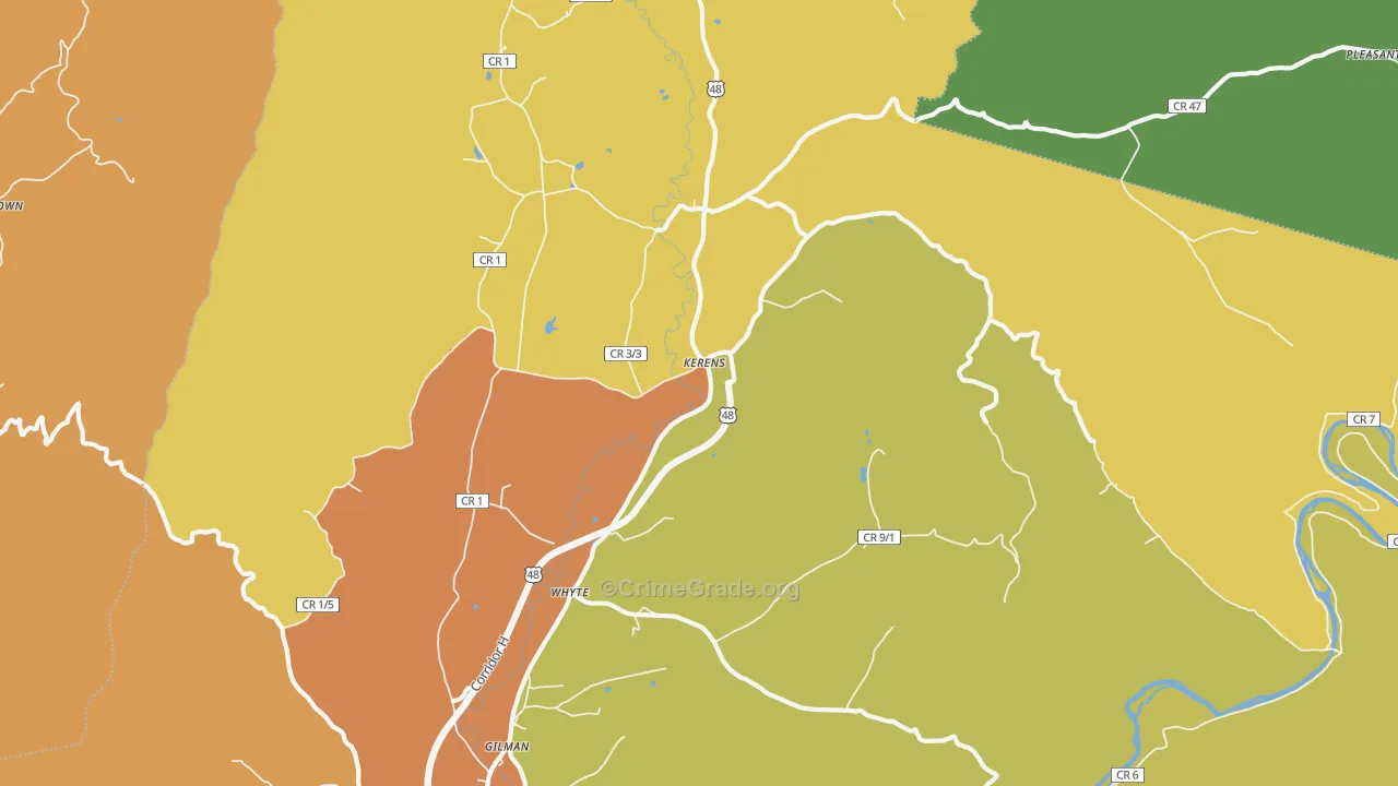 Kerens, WV Map of Vandalism Rates