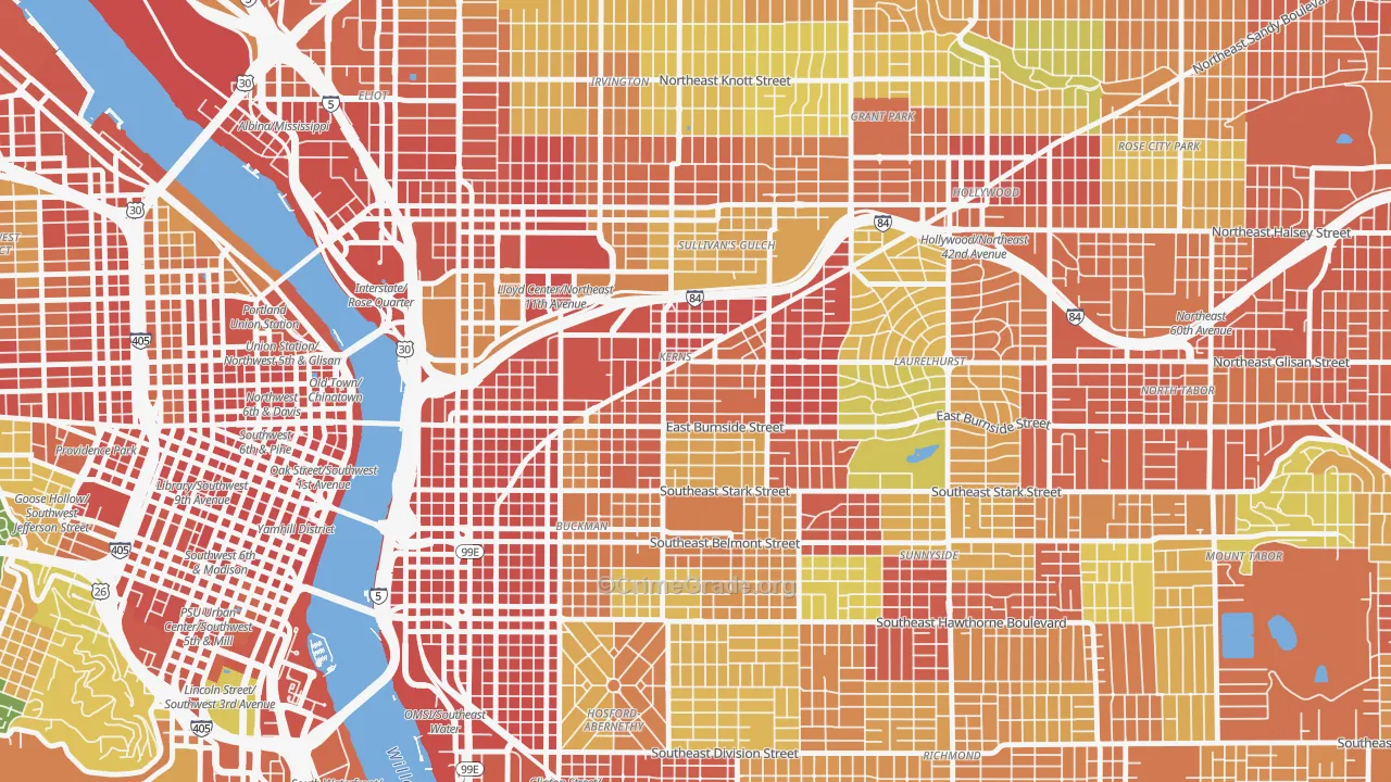 Kerns, Portland, OR Map of Vandalism Rates