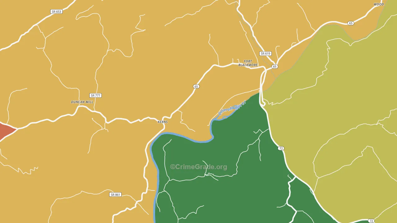 Kerns, VA Map of Vandalism Rates