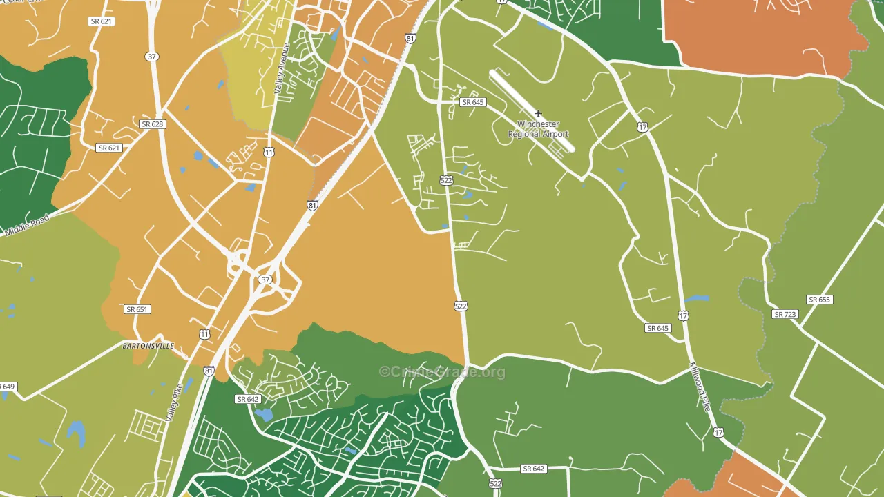 Kernstown, VA Map of Vandalism Rates