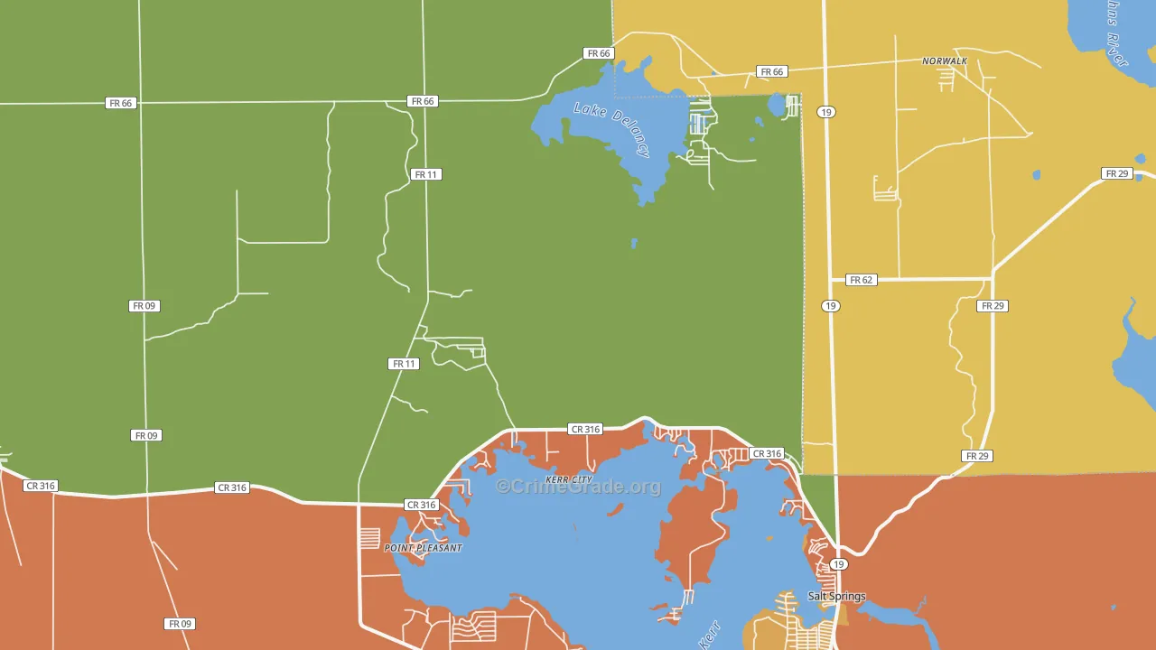 Kerr City, FL Map of Vandalism Rates