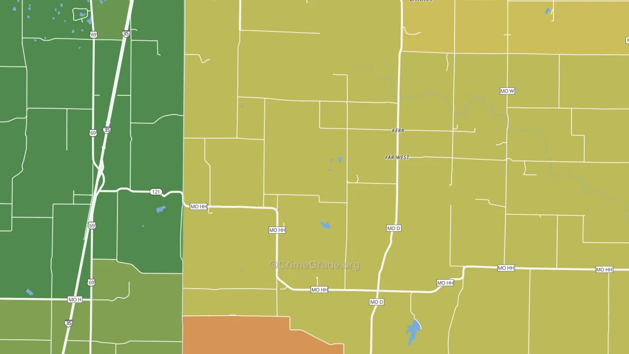 Kerr, MO Map of Vandalism Rates