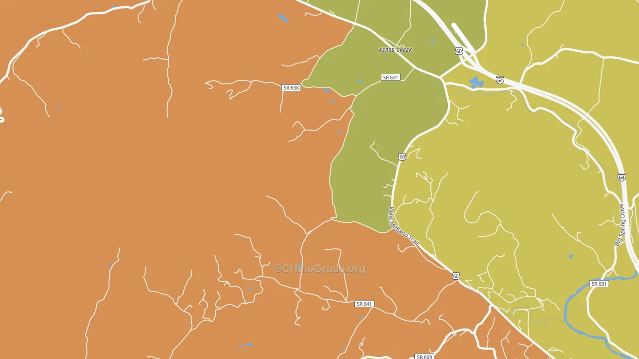 Kerrs Creek, VA Map of Vandalism Rates