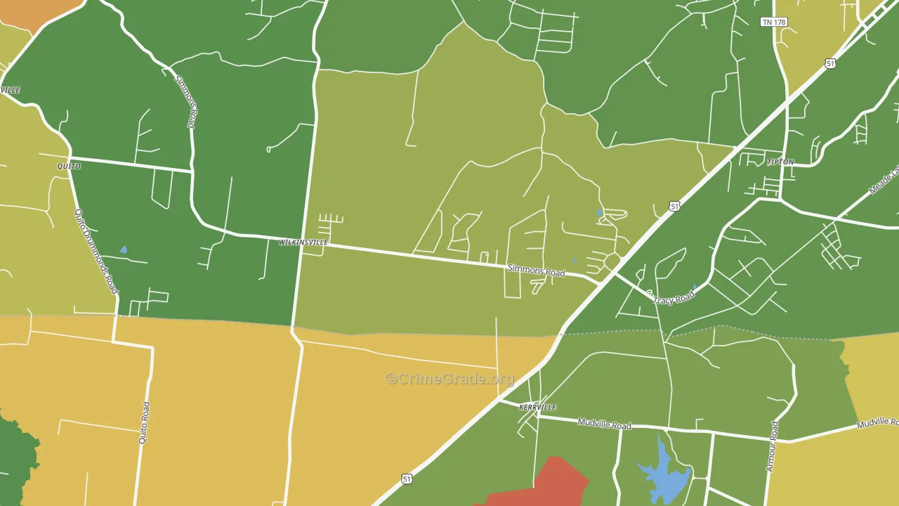 Kerrville, TN Map of Vandalism Rates