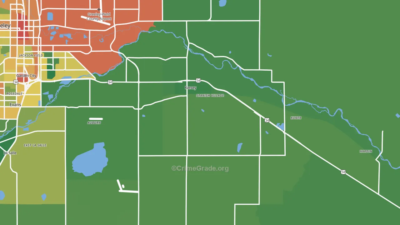 Kersey, CO Map of Vandalism Rates