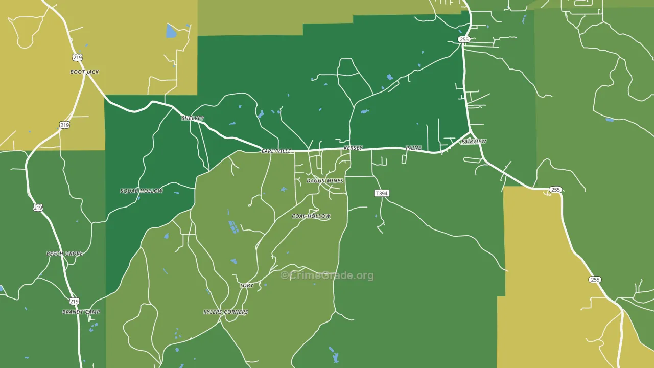 Kersey, PA Map of Vandalism Rates