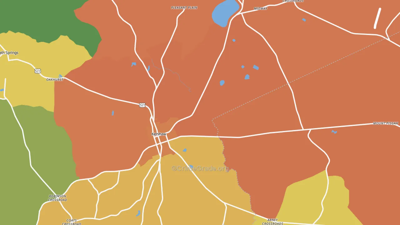 Kershaw, SC Map of Vandalism Rates