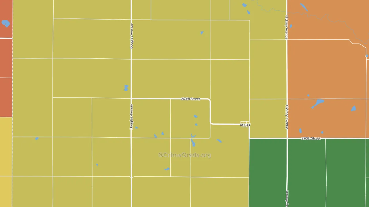 Kesley, IA Map of Vandalism Rates
