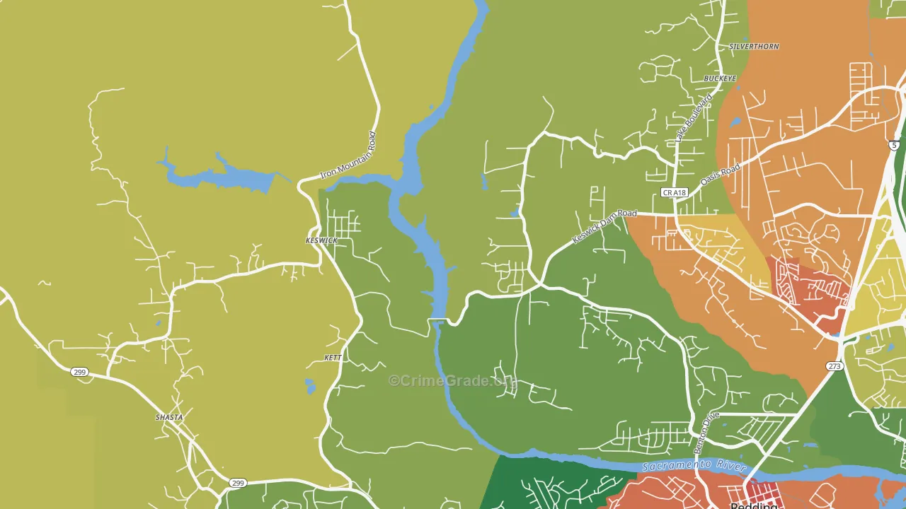 Keswick, CA Map of Vandalism Rates