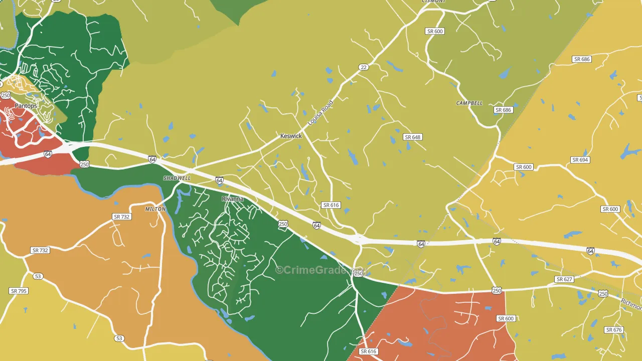 Keswick, VA Map of Vandalism Rates