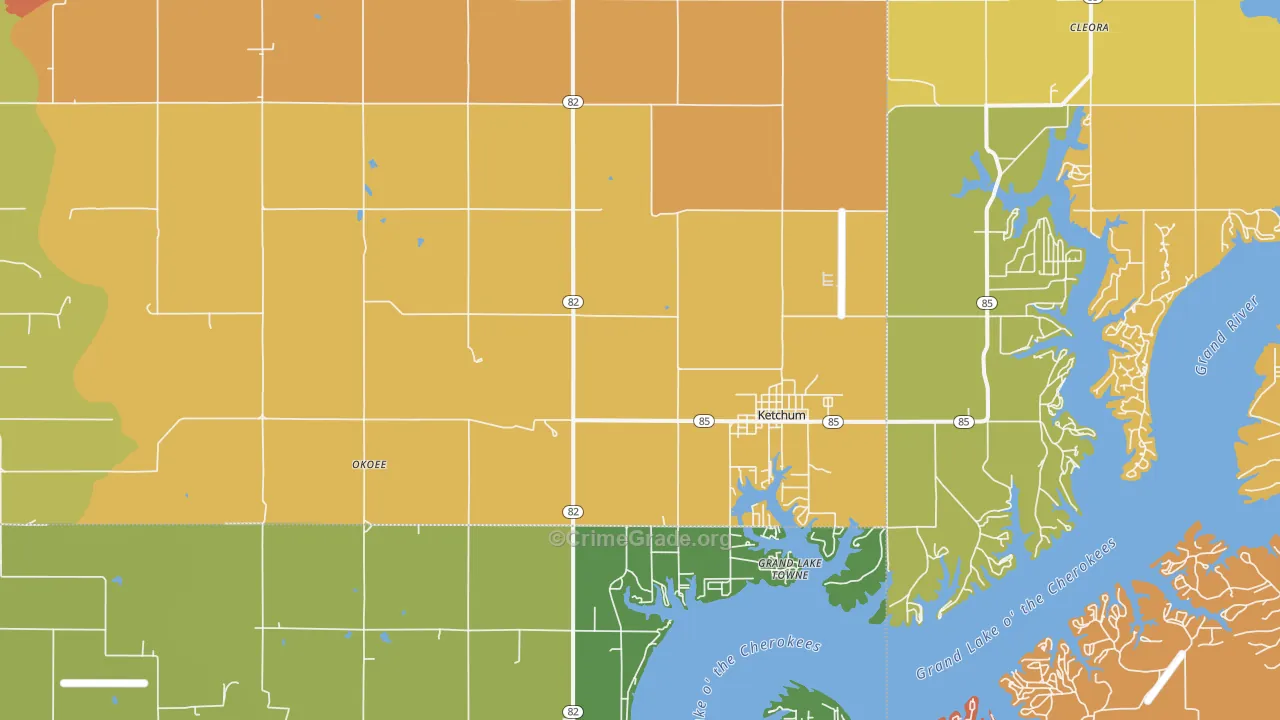 Ketchum, OK Map of Vandalism Rates