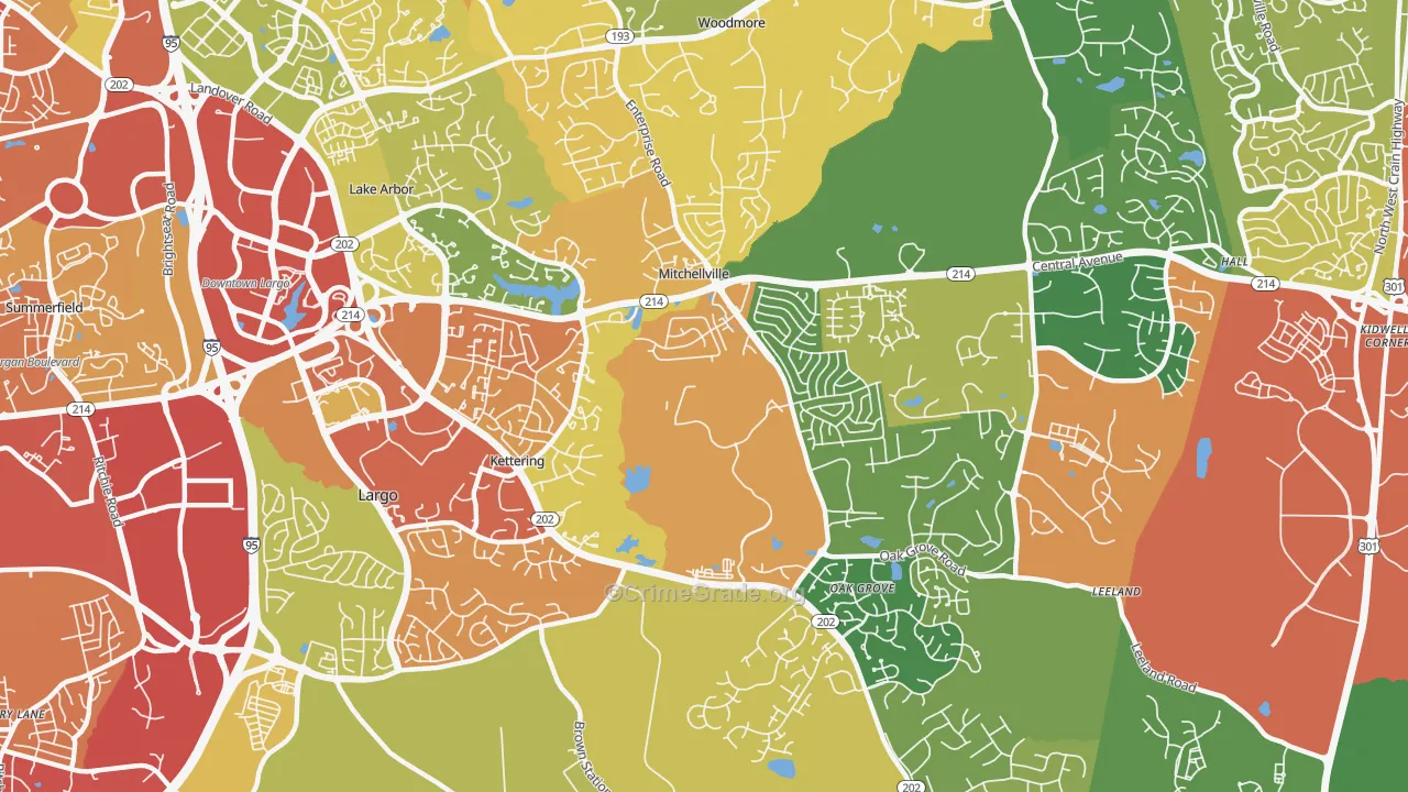 Kettering, MD Map of Vandalism Rates