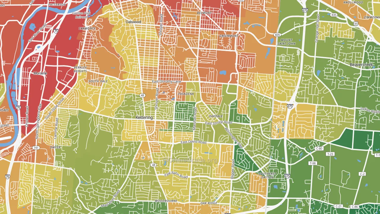 Kettering, OH Map of Vandalism Rates