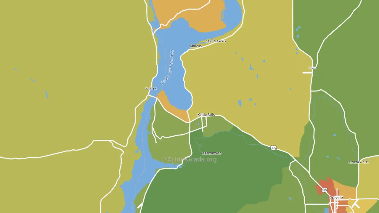 Kettle Falls, WA Map of Vandalism Rates