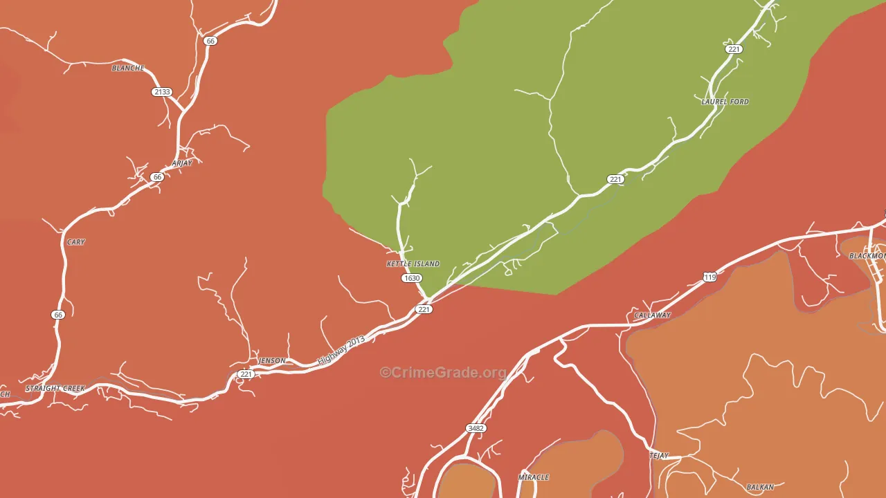 Kettle Island, KY Map of Vandalism Rates