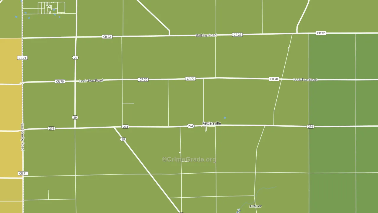 Kettlersville, OH Map of Vandalism Rates