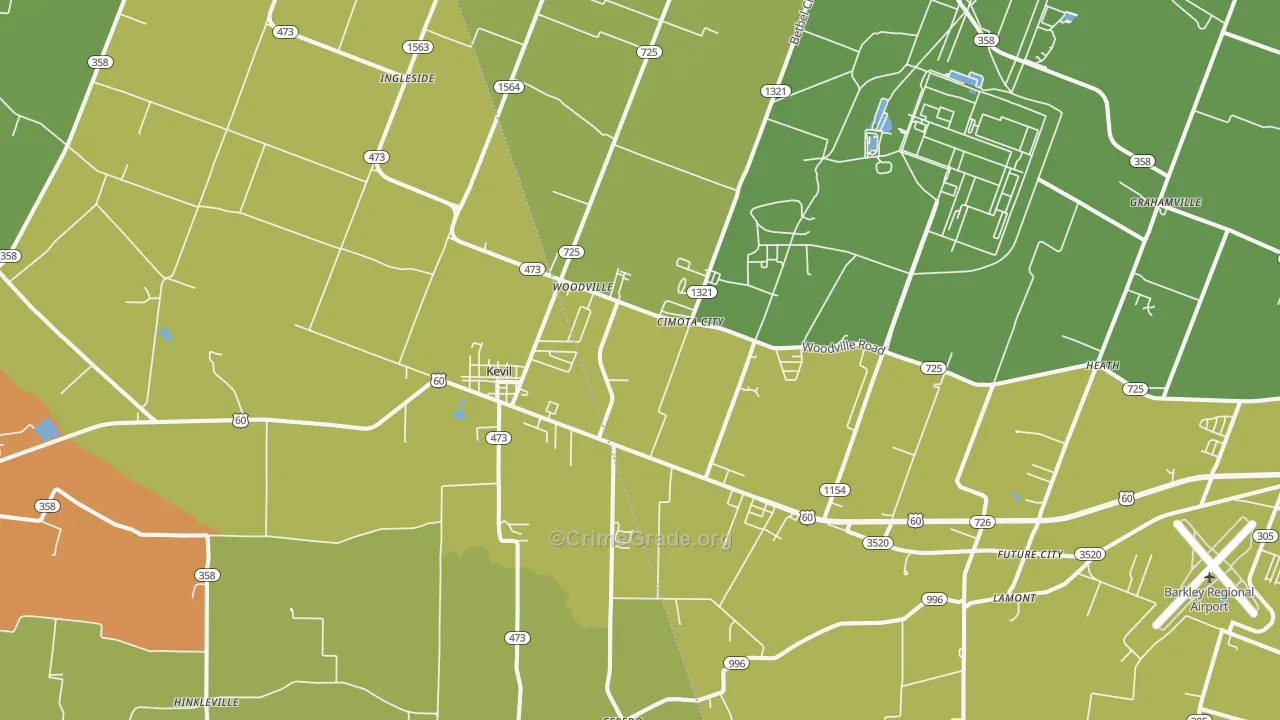 Kevil, KY Map of Vandalism Rates