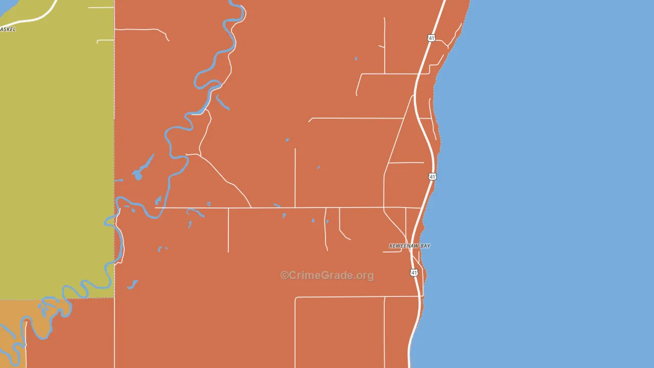 Keweenaw Bay, MI Map of Vandalism Rates