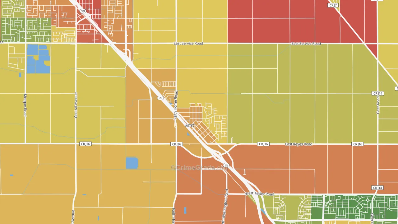 Keyes, CA Map of Vandalism Rates