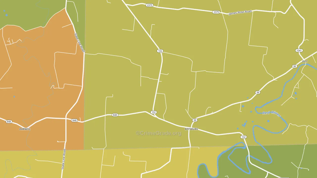 Keysburg, KY Map of Vandalism Rates