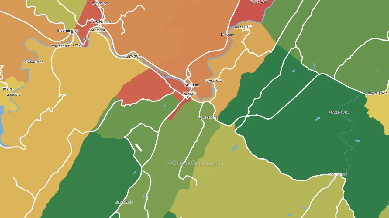 Keyser, WV Map of Vandalism Rates