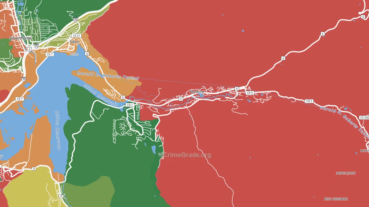Keystone, CO Map of Vandalism Rates