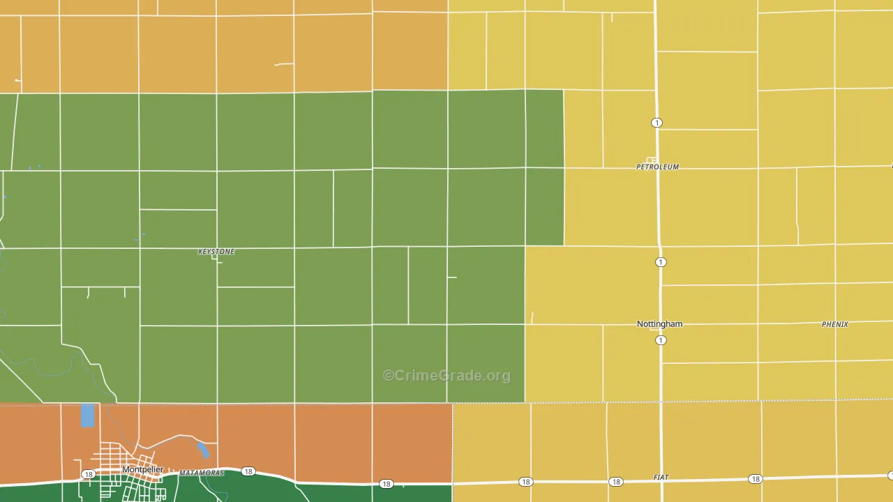 Keystone, IN Map of Vandalism Rates