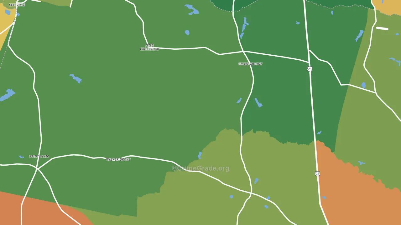 Keysville, GA Map of Vandalism Rates