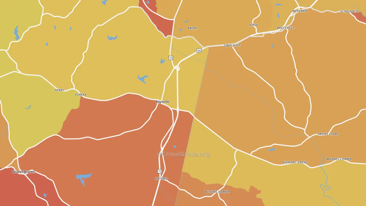 Keysville, VA Map of Vandalism Rates