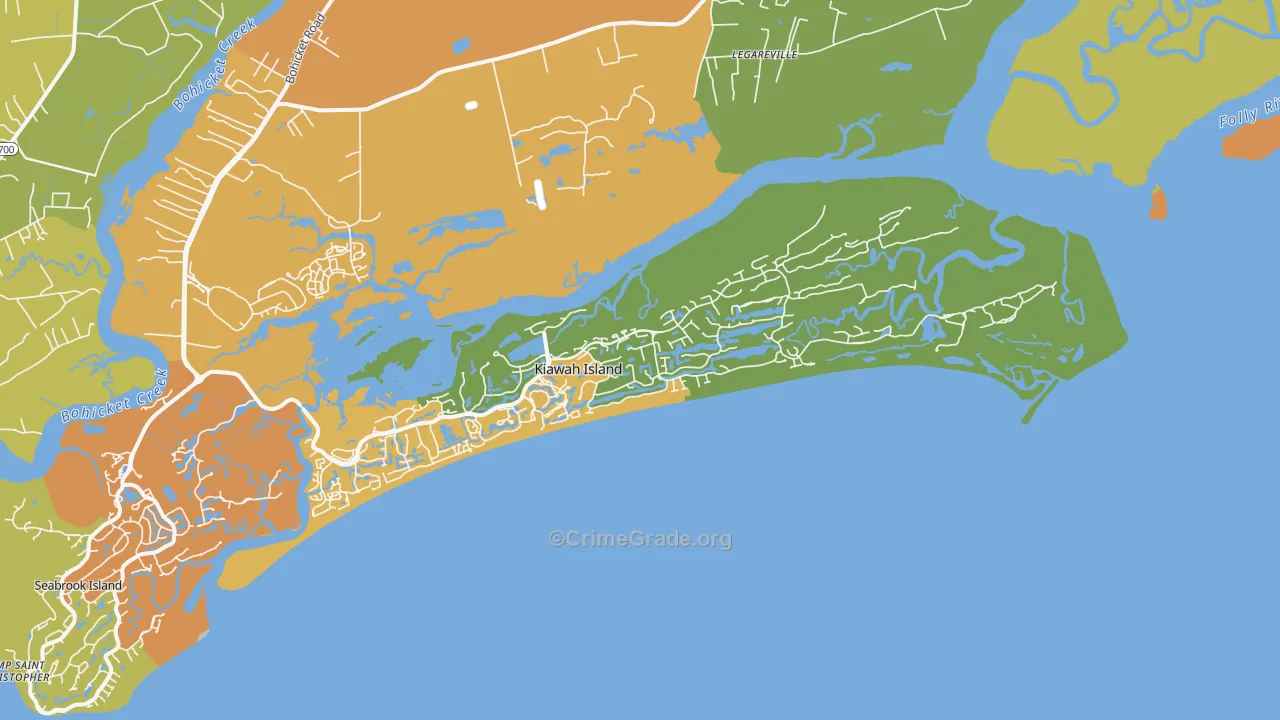 Kiawah Island, SC Map of Vandalism Rates