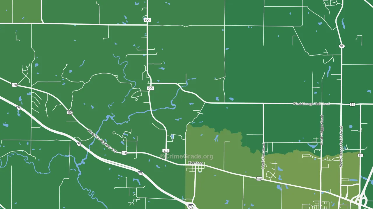 Kickapoo, IL Map of Vandalism Rates