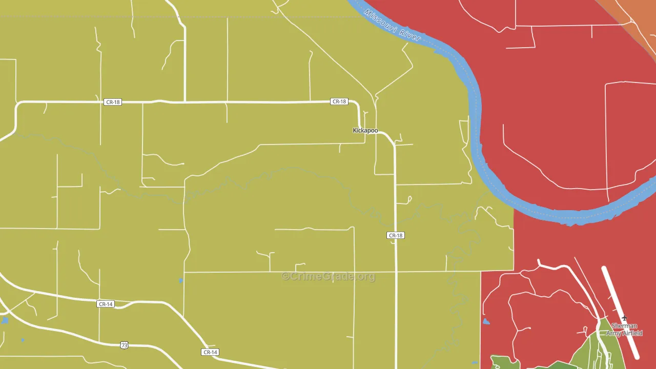 Kickapoo, KS Map of Vandalism Rates