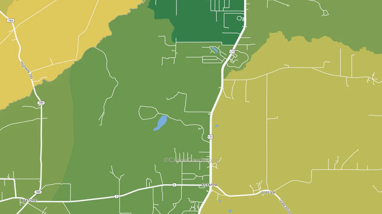 Kickapoo, LA Map of Vandalism Rates