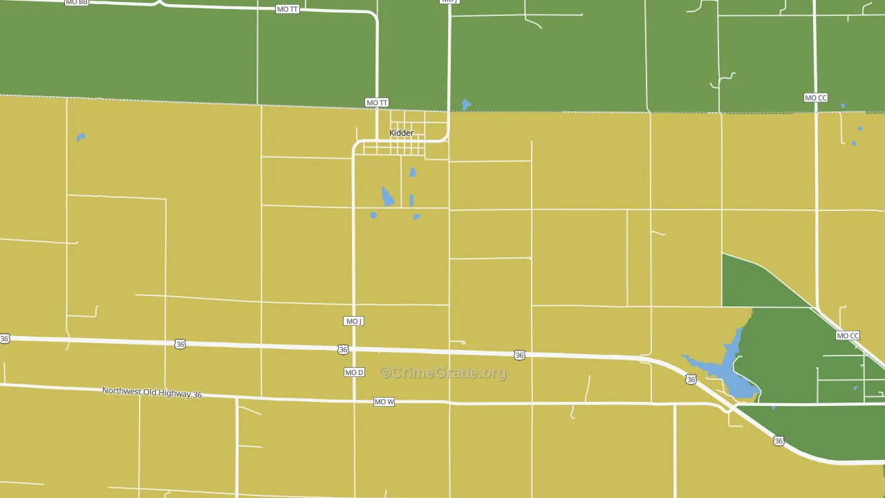 Kidder, MO Map of Vandalism Rates