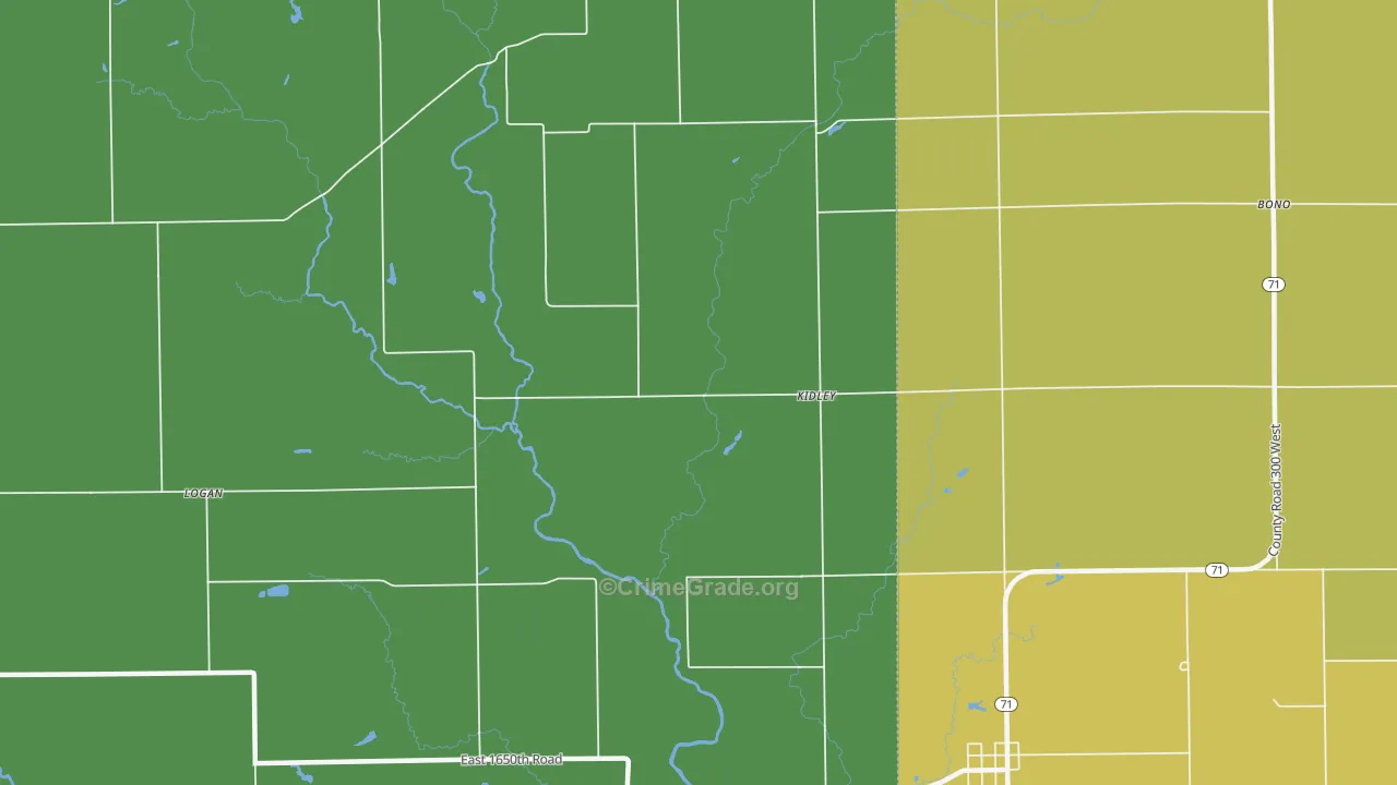 Kidley, IL Map of Vandalism Rates