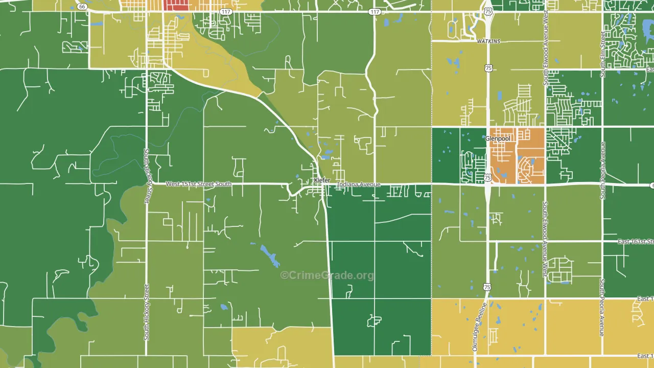 Kiefer, OK Map of Vandalism Rates