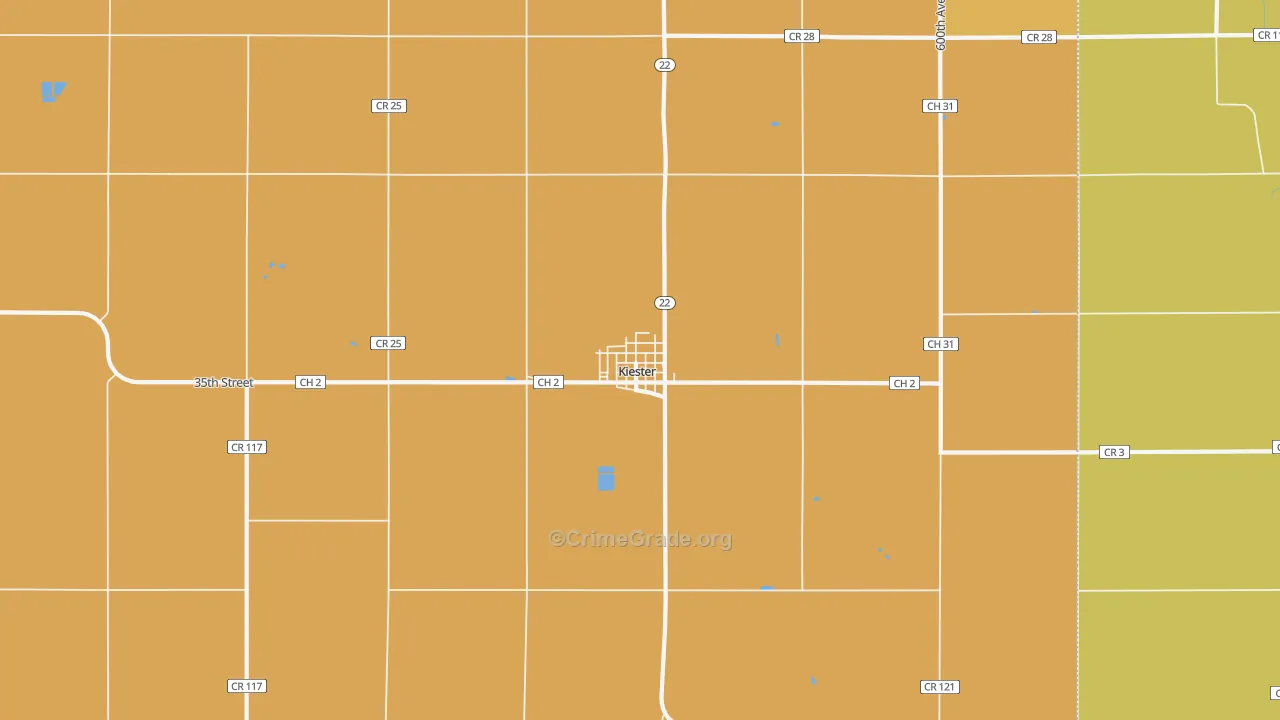 Kiester, MN Map of Vandalism Rates