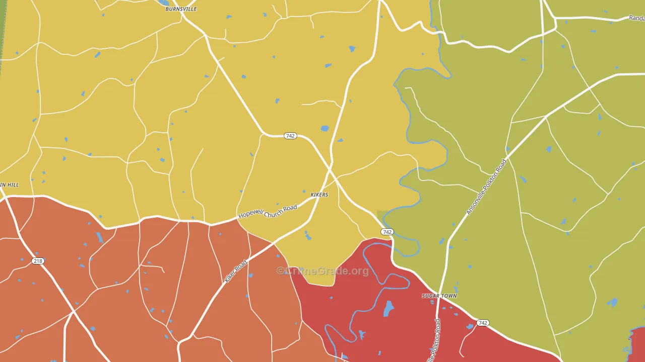 Kikers, NC Map of Vandalism Rates