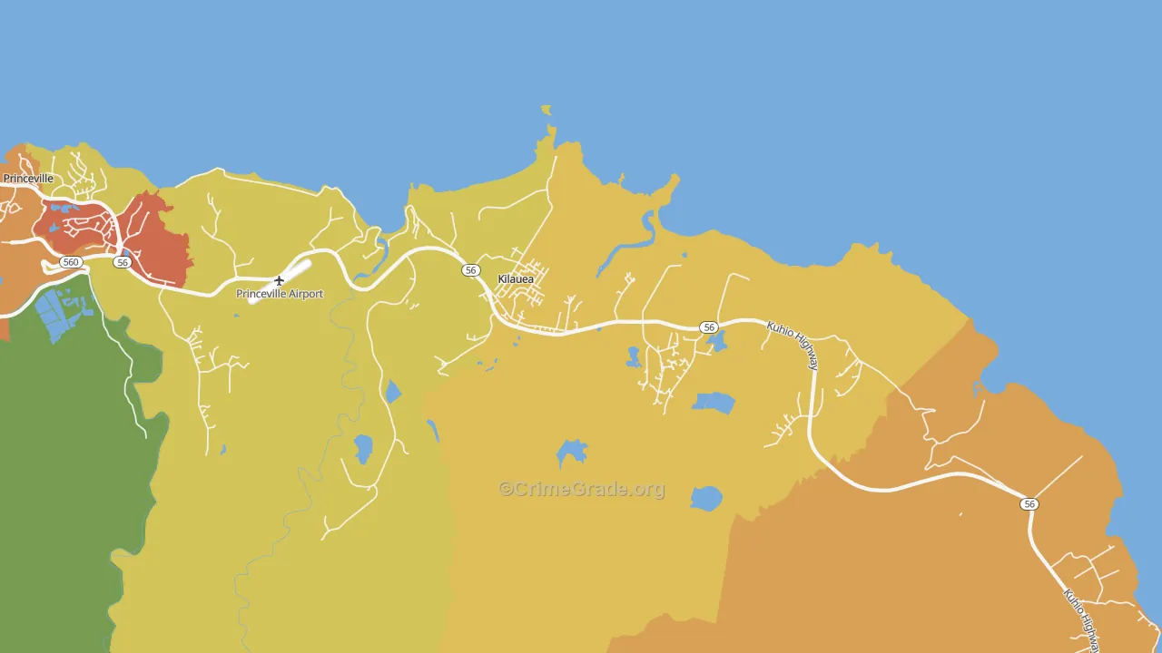 Kilauea, HI Map of Vandalism Rates