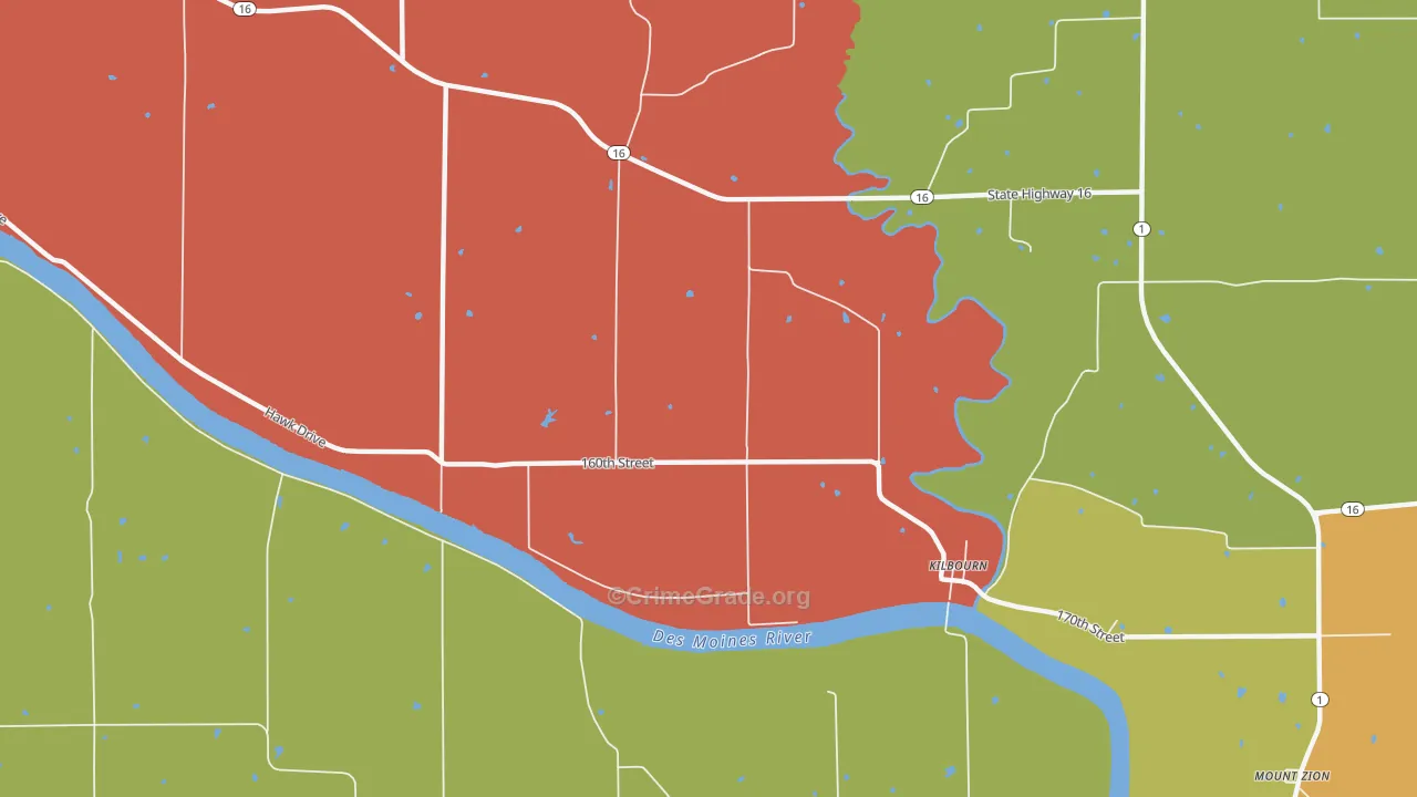 Kilbourn, IA Map of Vandalism Rates
