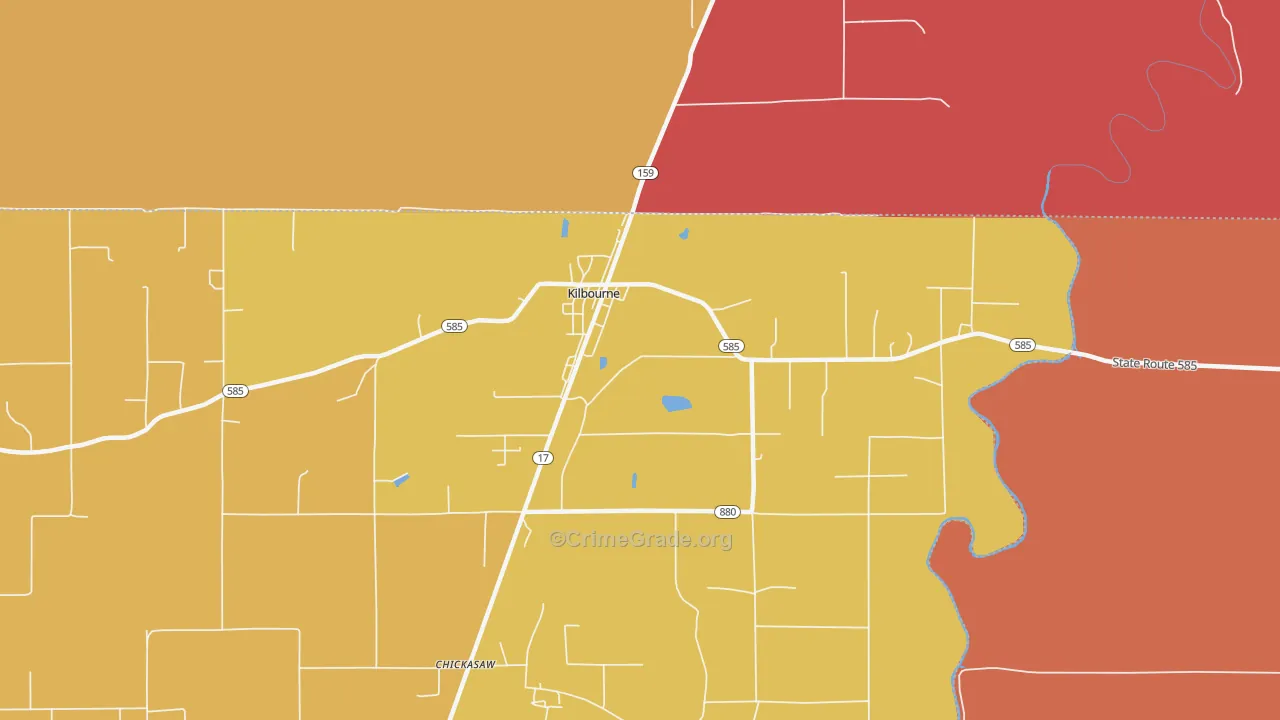 Kilbourne, LA Map of Vandalism Rates