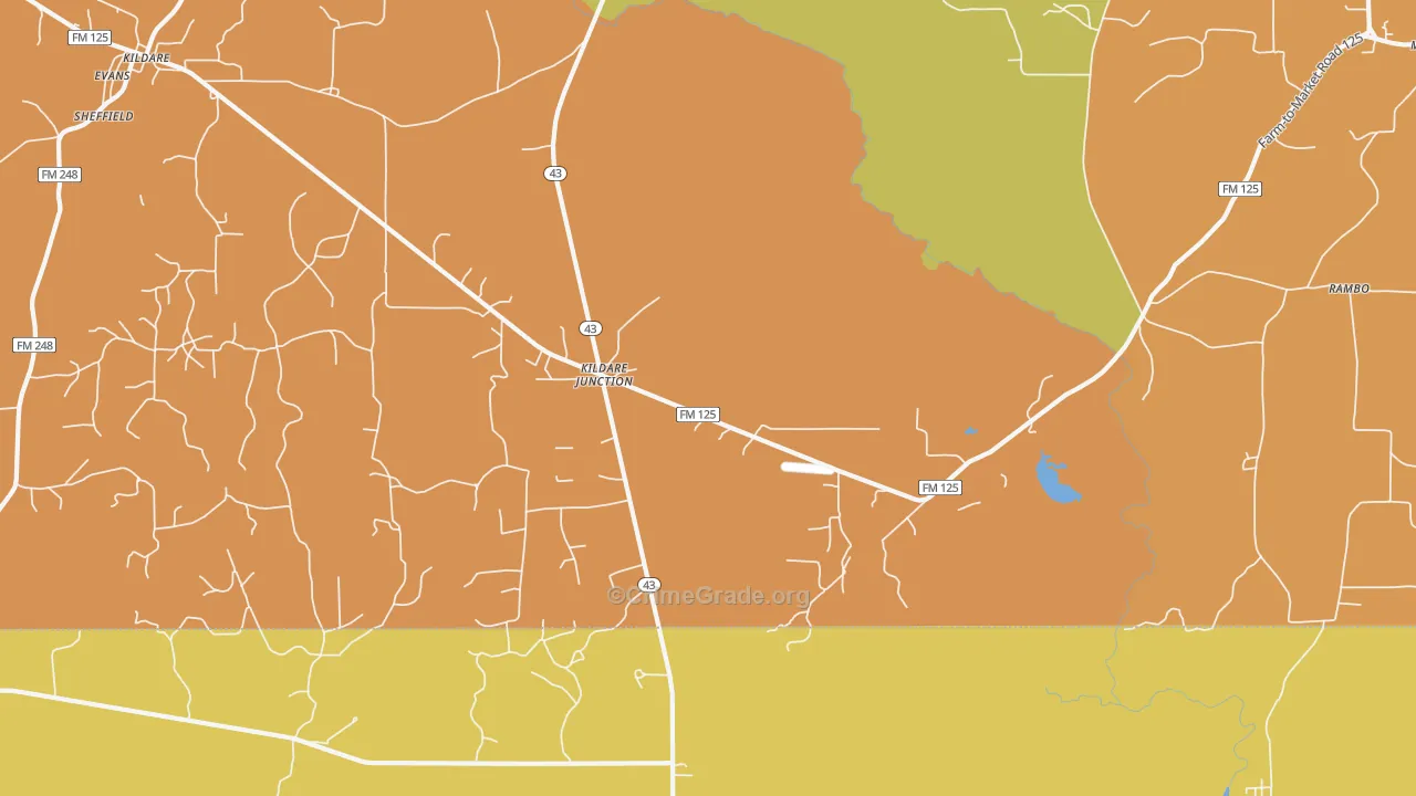 Kildare Junction, TX Map of Vandalism Rates