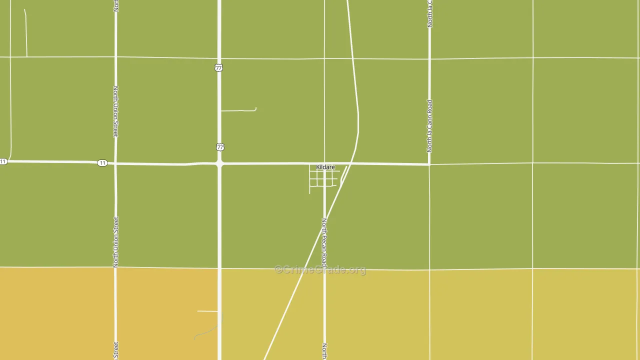 Kildare, OK Map of Vandalism Rates