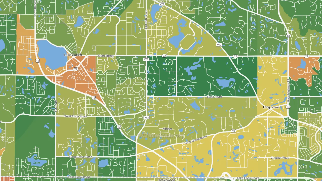 Kildeer, IL Map of Vandalism Rates